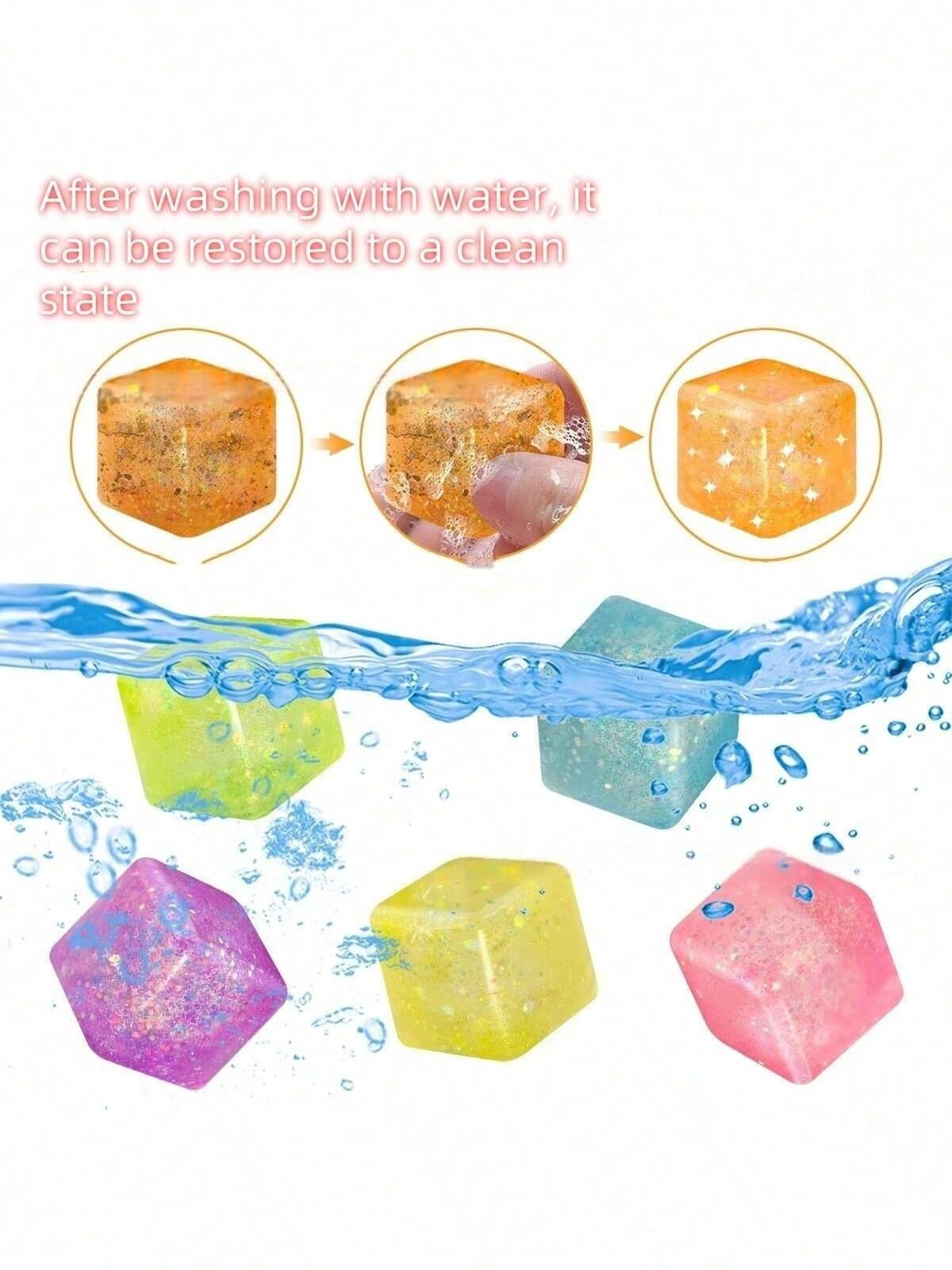 Glow In The Dark Stress Relief Cube – Soft Slow Rebound Sensory Squeeze Toy for Anxiety Relief (1/2/4/12PCS)