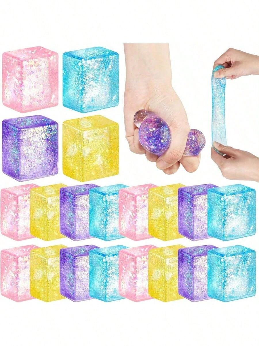 1/2/4/6PCS Flashing Ice Cube Stress Relief Balls – Colorful Light-Up Sensory Squeeze Toys for Kids & Adults, Party Favor & Easter Basket Gift