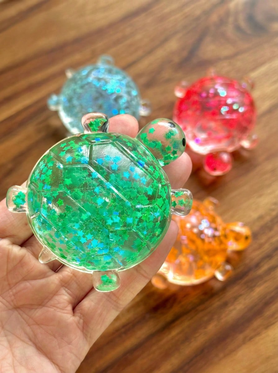 Shiny Squeeze Turtle Sensory Toy | Sticky Stress Relief Squishy Balls for Kids & Adults