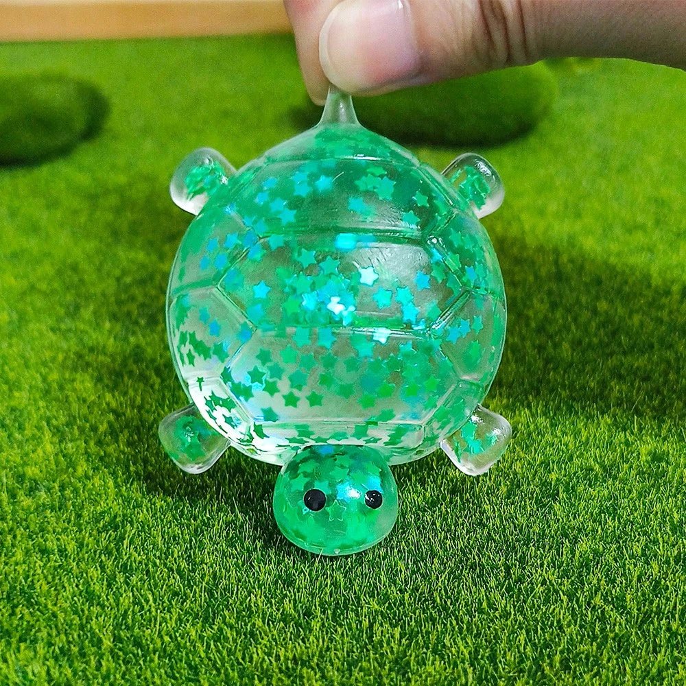 Shiny Squeeze Turtle Sensory Toy | Sticky Stress Relief Squishy Balls for Kids & Adults