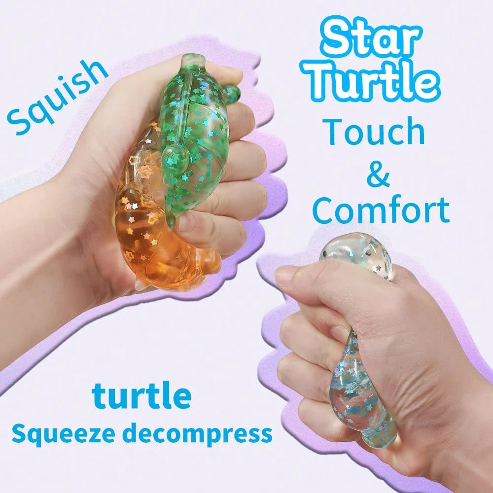 Shiny Squeeze Turtle Sensory Toy | Sticky Stress Relief Squishy Balls for Kids & Adults