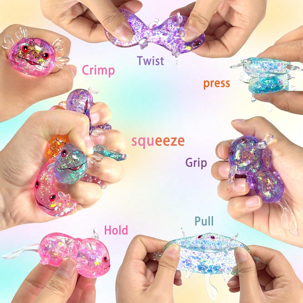 Glitter Stress Relief Squeeze Balls – Stretchy Sensory Fidget Toys for Kids & Adults (1/2/6/12/48PCS)