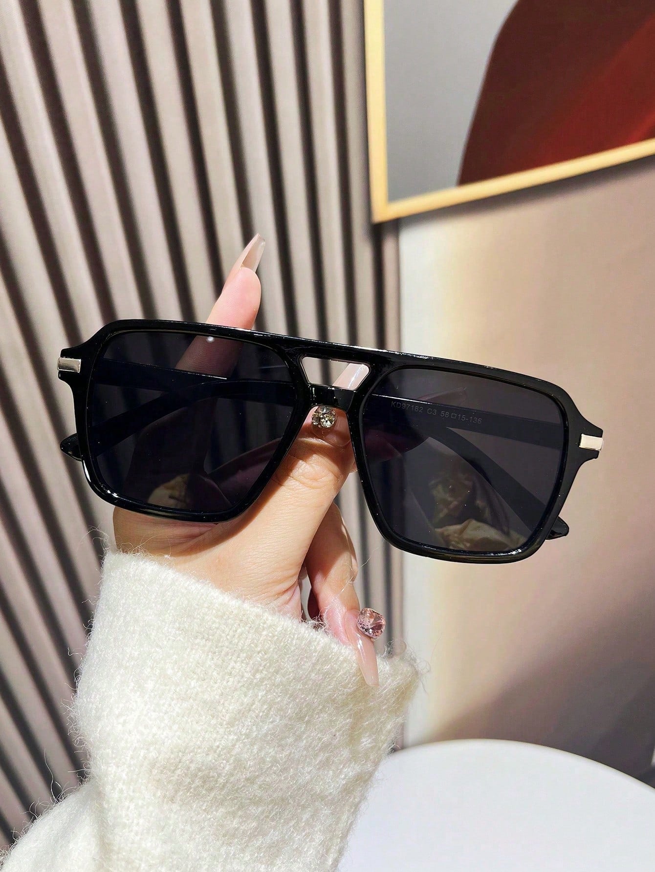1 Pair Double-Bridge Aviator Fashion Glasses for Women – Trendy Lightweight UV Protection Sunglasses