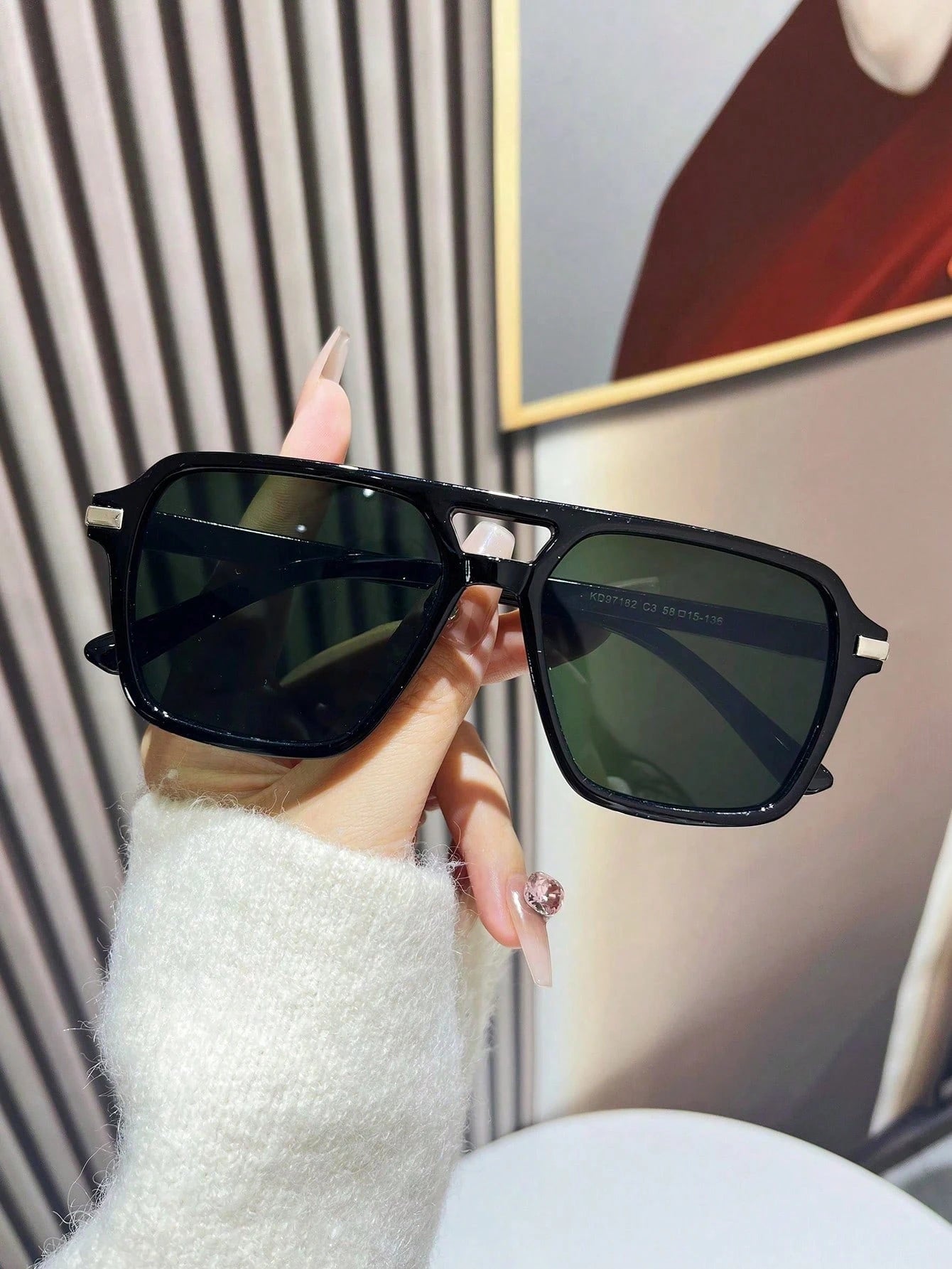 1 Pair Double-Bridge Aviator Fashion Glasses for Women – Trendy Lightweight UV Protection Sunglasses