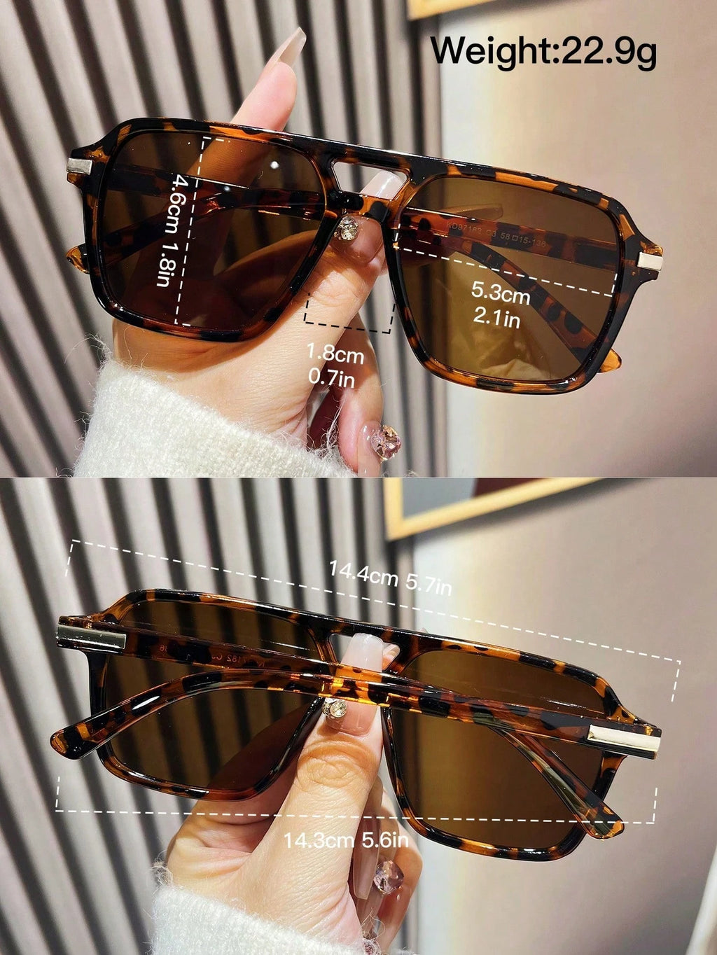 1 Pair Double-Bridge Aviator Fashion Glasses for Women – Trendy Lightweight UV Protection Sunglasses