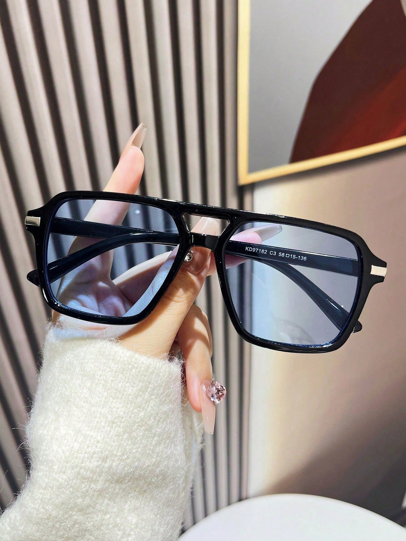 1 Pair Double-Bridge Aviator Fashion Glasses for Women – Trendy Lightweight UV Protection Sunglasses