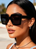 3PCS Oversized Geometric Leopard Print Retro Glasses Set – Full Frame Fashion Eyewear for Parties, Travel, Festivals & Street Style