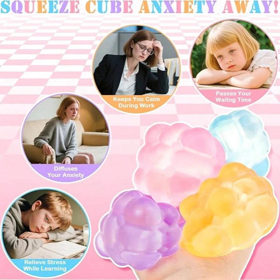 3D Maltose Cube Squeeze Ball Fidget Toy for Kids | Sensory Stress Relief Squishy Toy Gift