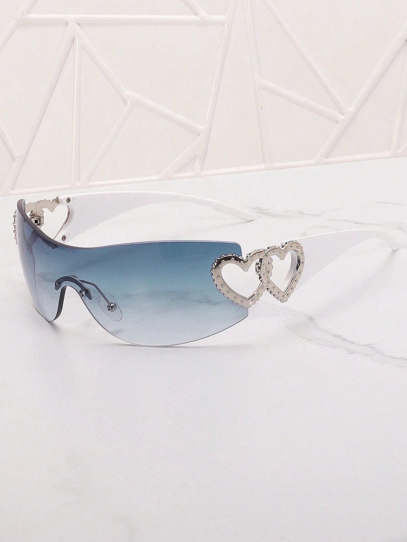 1PC Frameless Heart Decor Y2K Fashion Glasses – Metal Rimless Eyewear for Beach, Parties, Holidays & Gifts