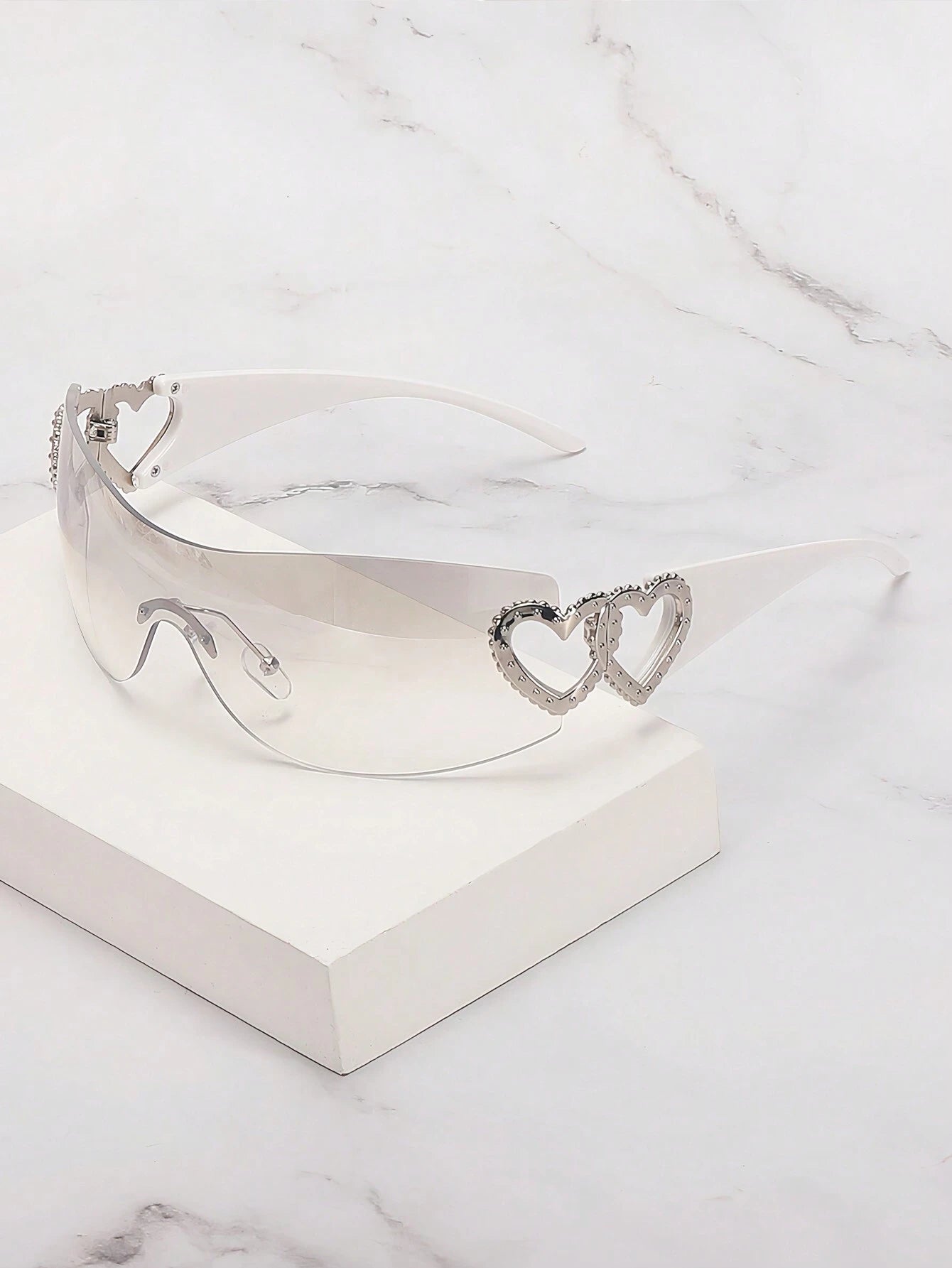 1PC Frameless Heart Decor Y2K Fashion Glasses – Metal Rimless Eyewear for Beach, Parties, Holidays & Gifts
