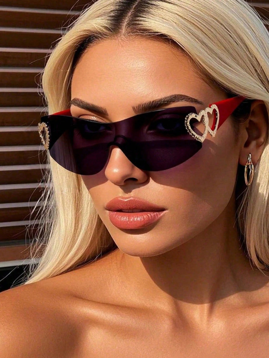 1PC Frameless Heart Decor Y2K Fashion Glasses – Metal Rimless Eyewear for Beach, Parties, Holidays & Gifts