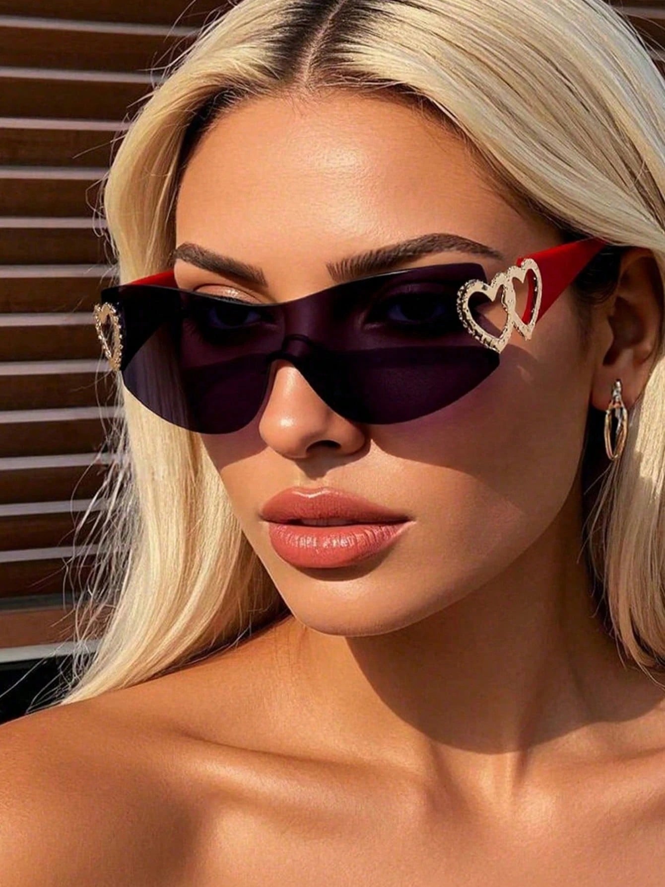 1PC Frameless Heart Decor Y2K Fashion Glasses – Metal Rimless Eyewear for Beach, Parties, Holidays & Gifts