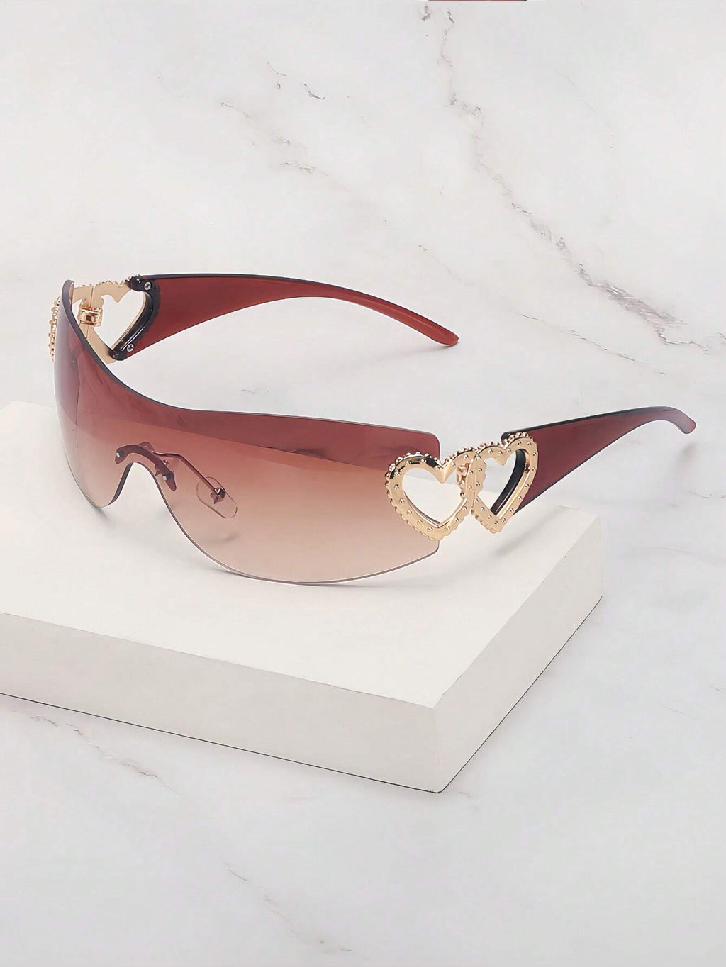 1PC Frameless Heart Decor Y2K Fashion Glasses – Metal Rimless Eyewear for Beach, Parties, Holidays & Gifts