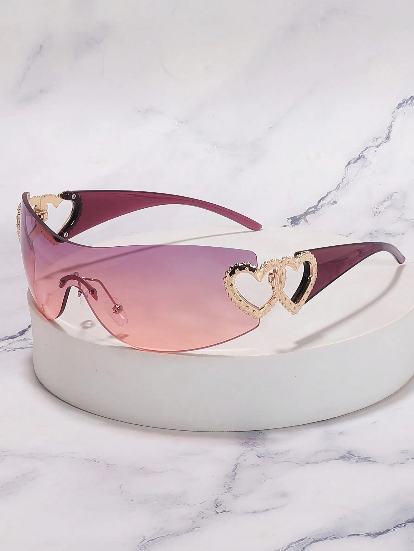 1PC Frameless Heart Decor Y2K Fashion Glasses – Metal Rimless Eyewear for Beach, Parties, Holidays & Gifts