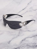 1PC Frameless Heart Decor Y2K Fashion Glasses – Metal Rimless Eyewear for Beach, Parties, Holidays & Gifts