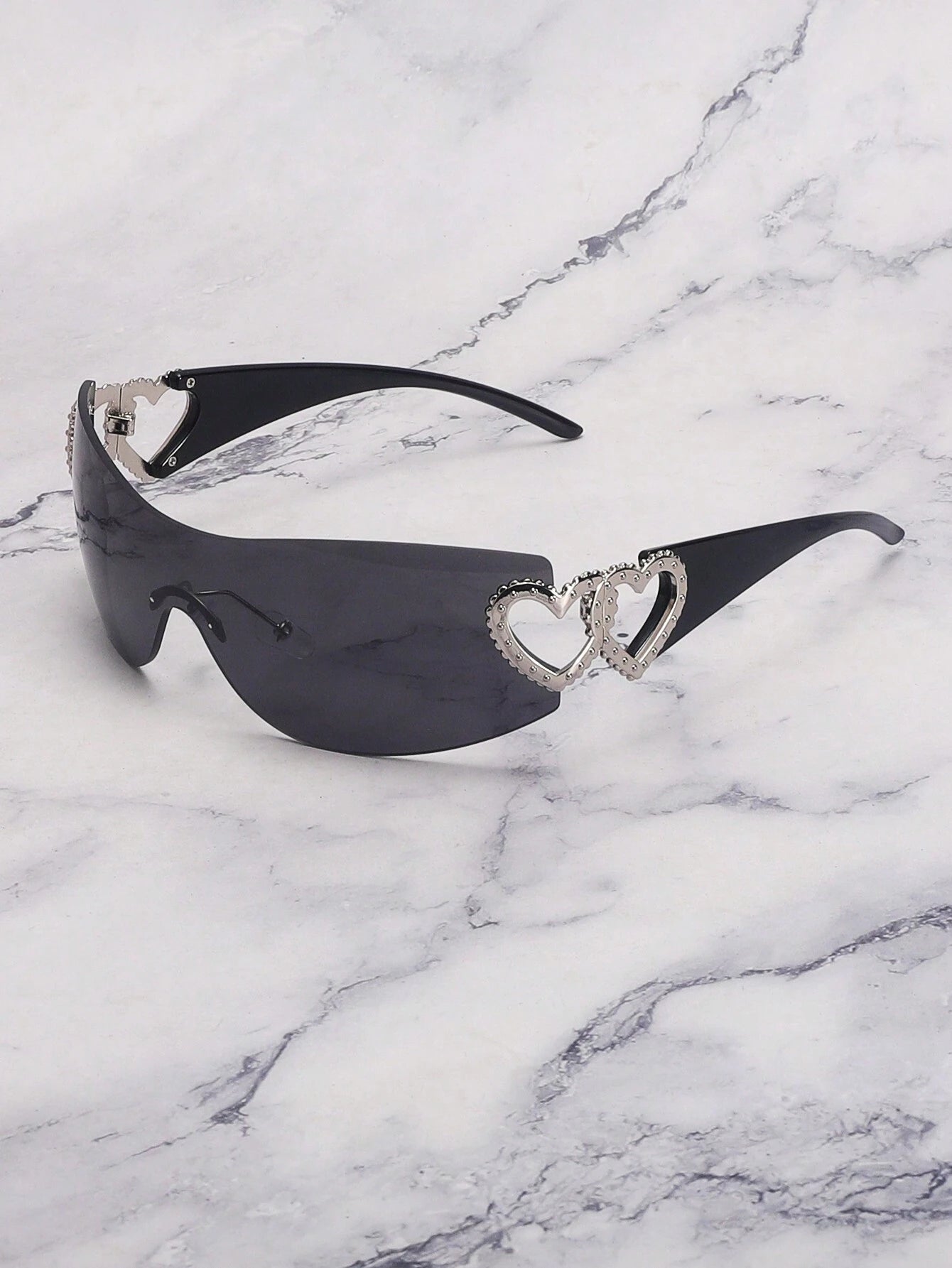 1PC Frameless Heart Decor Y2K Fashion Glasses – Metal Rimless Eyewear for Beach, Parties, Holidays & Gifts