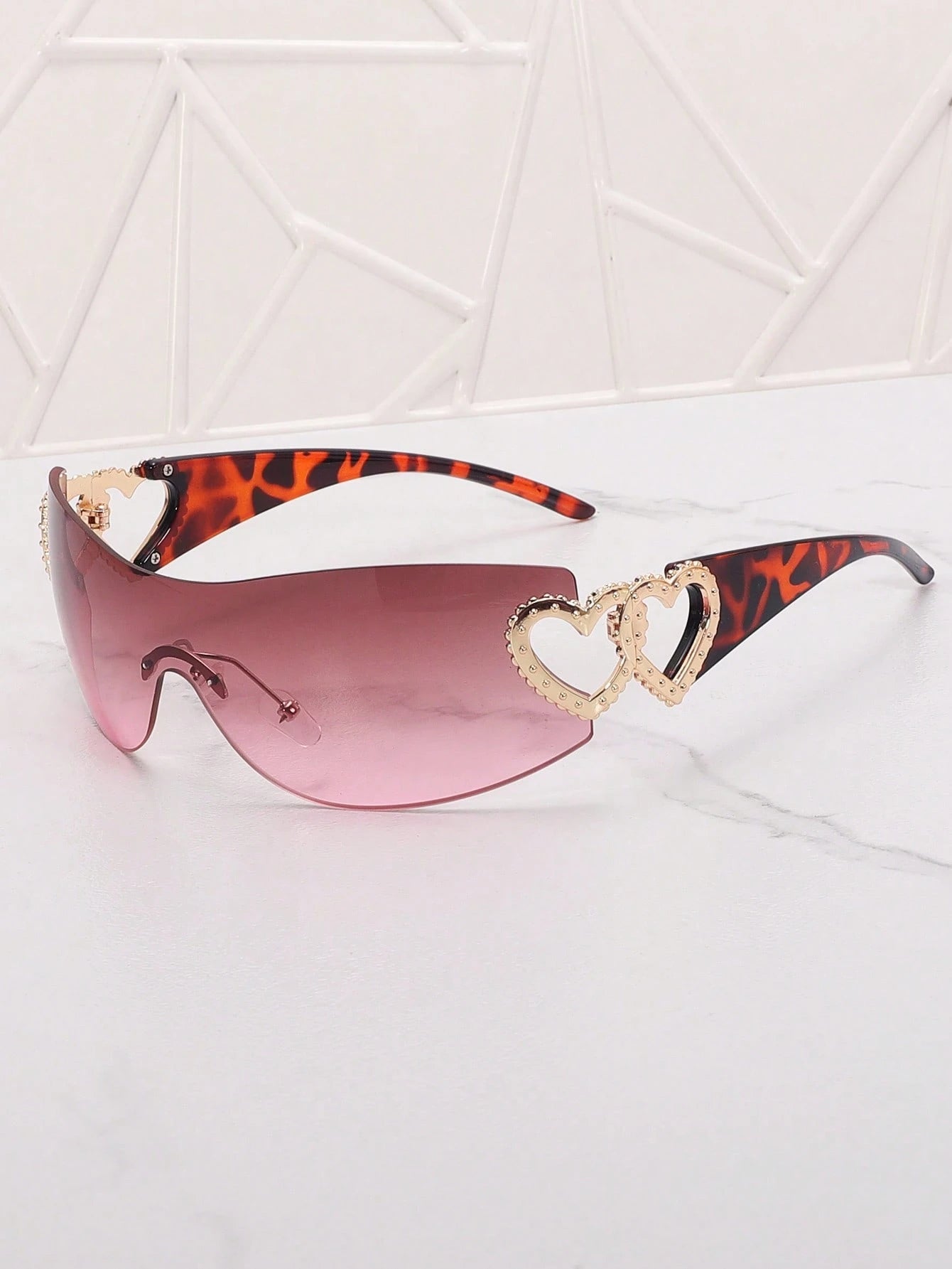 1PC Frameless Heart Decor Y2K Fashion Glasses – Metal Rimless Eyewear for Beach, Parties, Holidays & Gifts