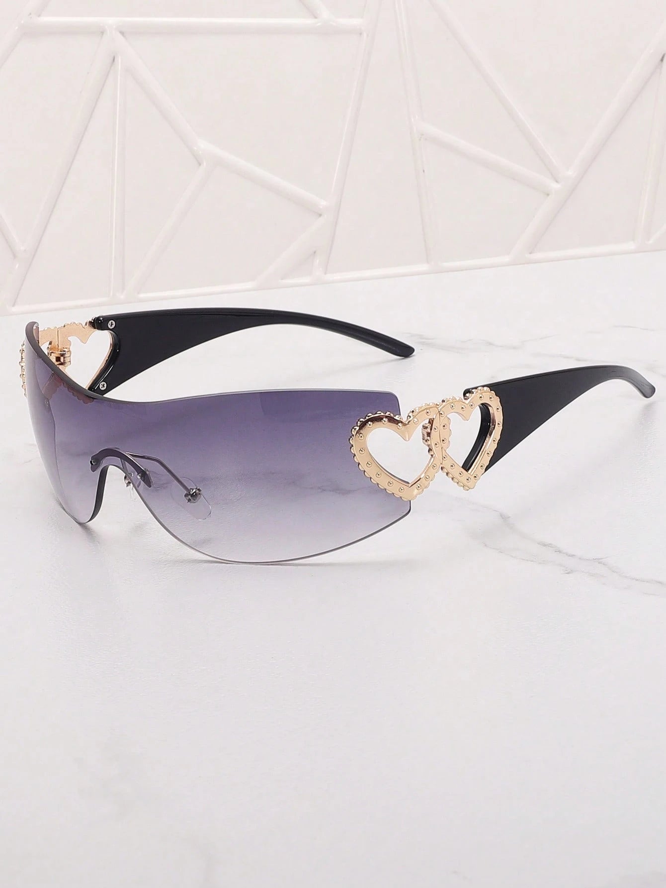 1PC Frameless Heart Decor Y2K Fashion Glasses – Metal Rimless Eyewear for Beach, Parties, Holidays & Gifts