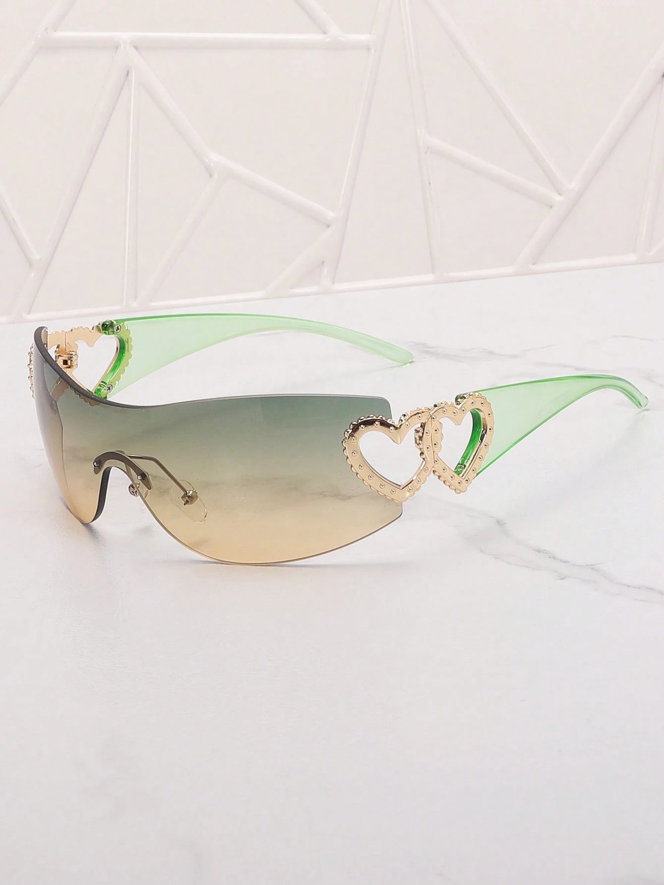1PC Frameless Heart Decor Y2K Fashion Glasses – Metal Rimless Eyewear for Beach, Parties, Holidays & Gifts