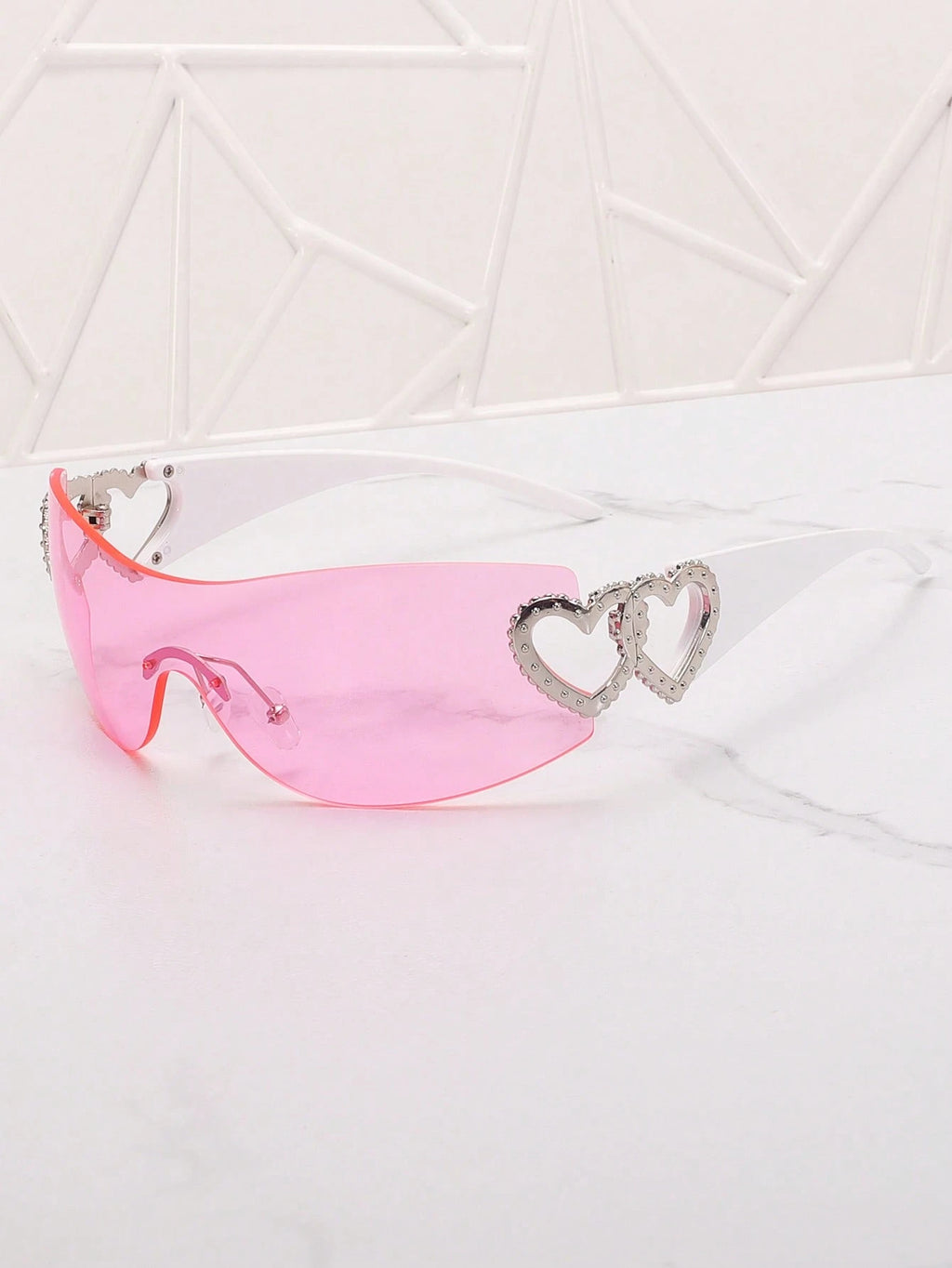 1PC Frameless Heart Decor Y2K Fashion Glasses – Metal Rimless Eyewear for Beach, Parties, Holidays & Gifts