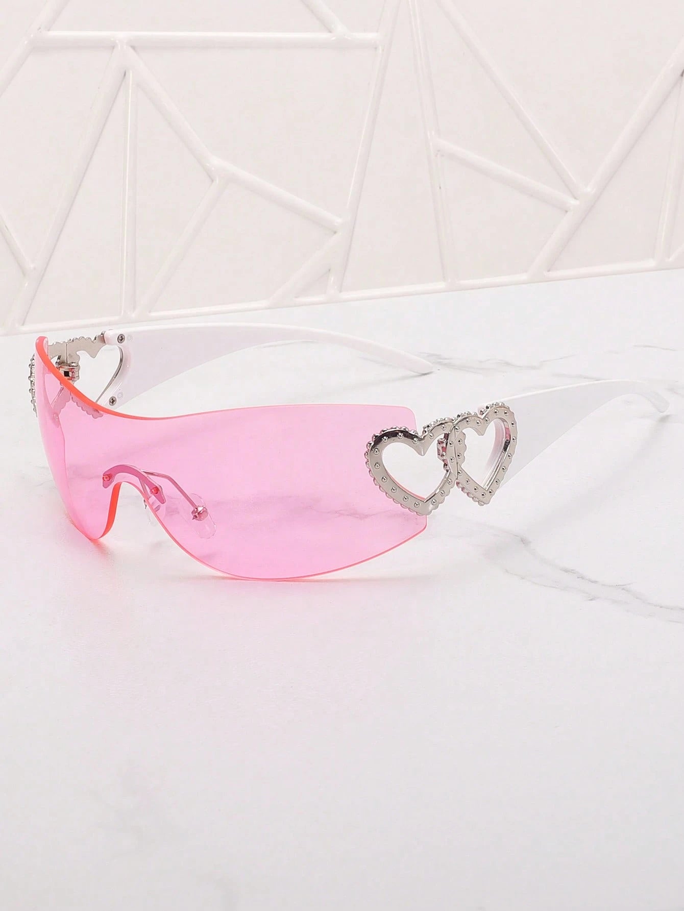1PC Frameless Heart Decor Y2K Fashion Glasses – Metal Rimless Eyewear for Beach, Parties, Holidays & Gifts