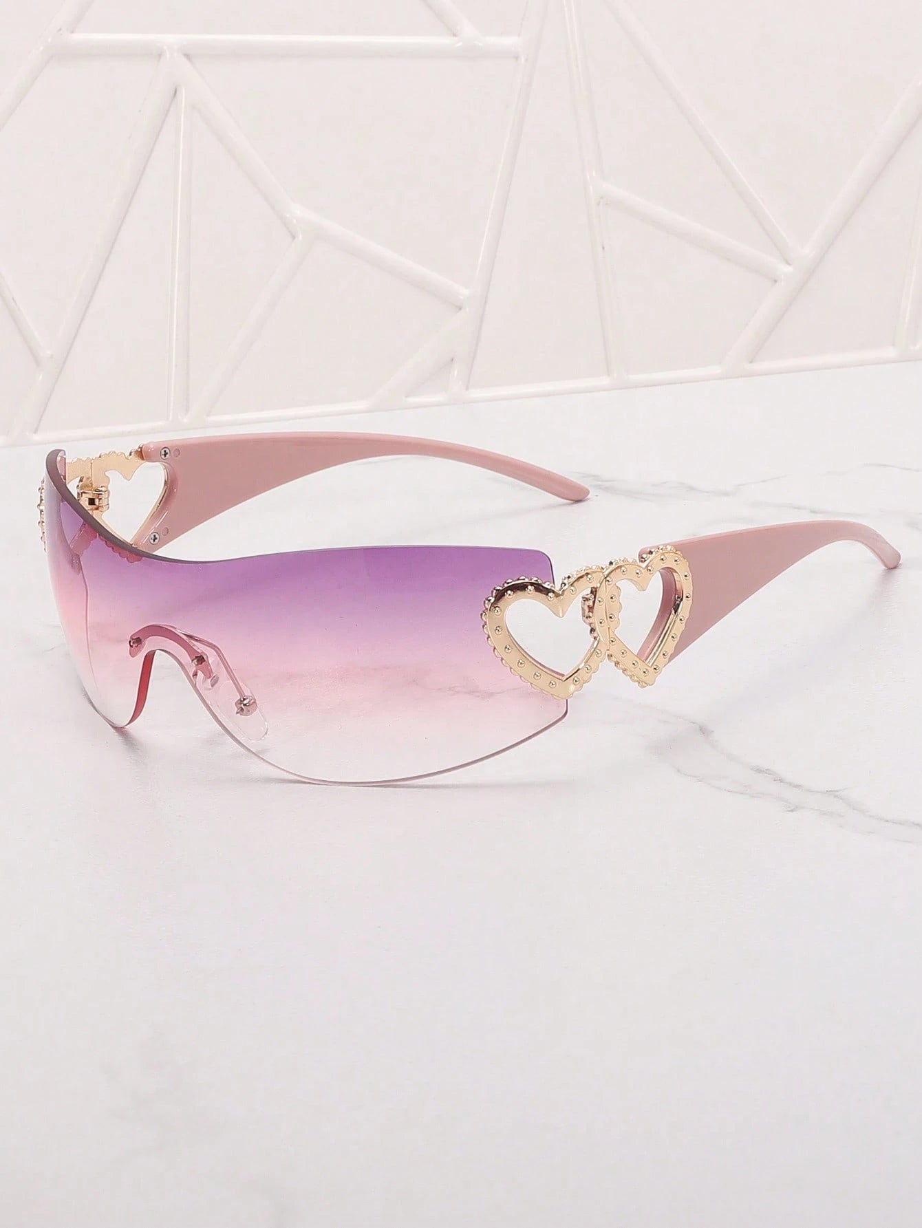 1PC Frameless Heart Decor Y2K Fashion Glasses – Metal Rimless Eyewear for Beach, Parties, Holidays & Gifts