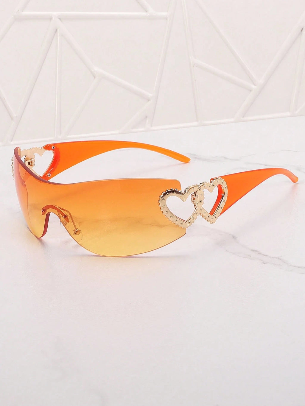 1PC Frameless Heart Decor Y2K Fashion Glasses – Metal Rimless Eyewear for Beach, Parties, Holidays & Gifts