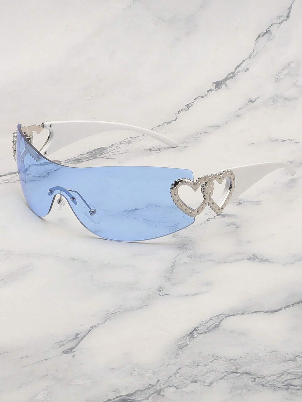 1PC Frameless Heart Decor Y2K Fashion Glasses – Metal Rimless Eyewear for Beach, Parties, Holidays & Gifts