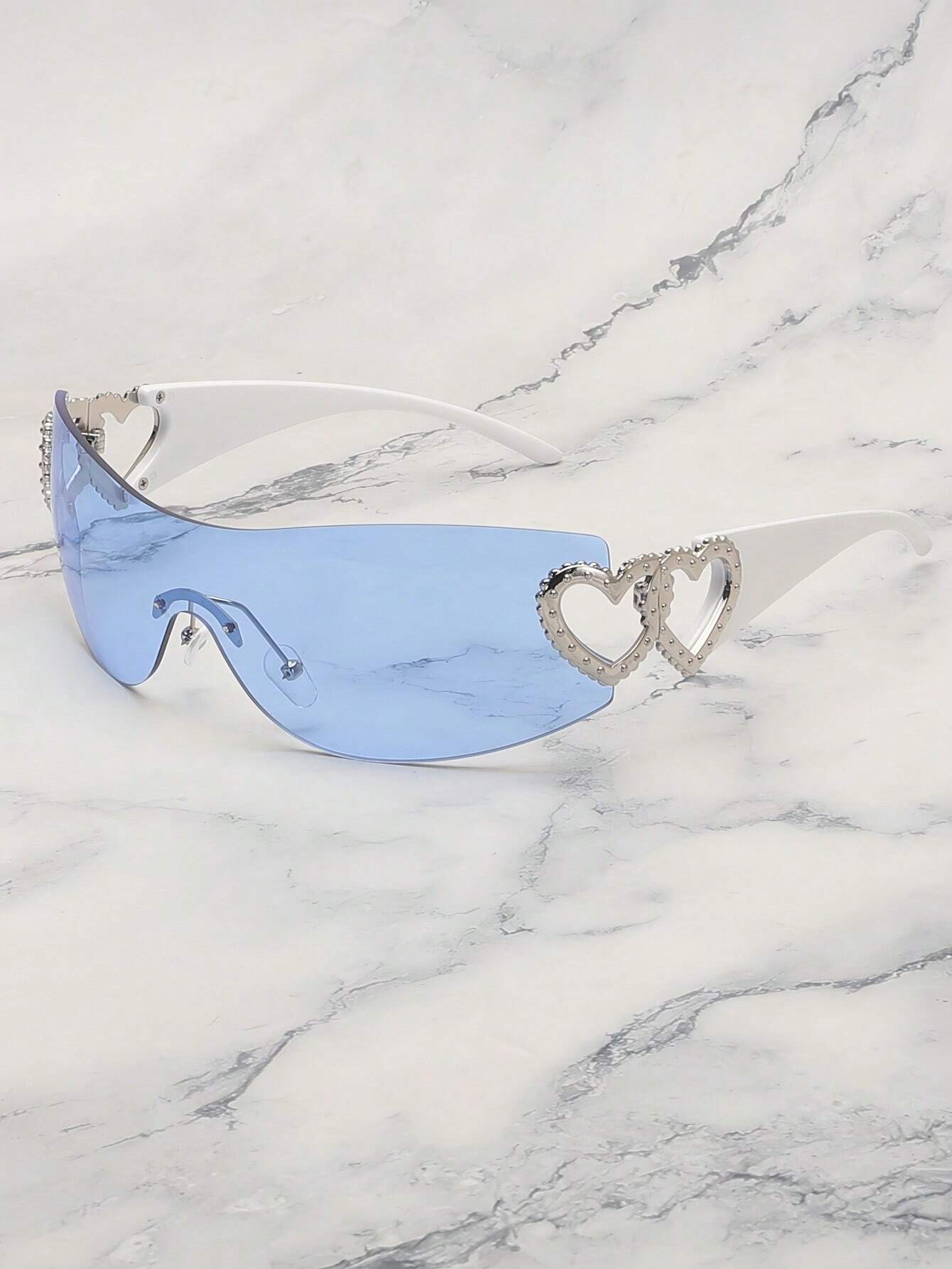 1PC Frameless Heart Decor Y2K Fashion Glasses – Metal Rimless Eyewear for Beach, Parties, Holidays & Gifts