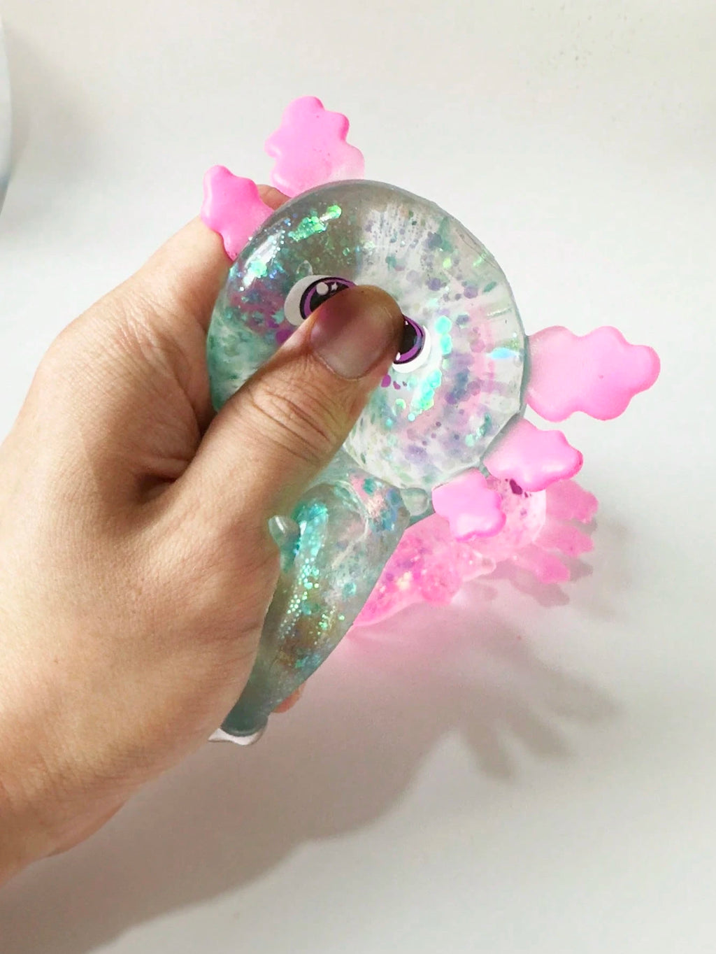 Glitter Crystal Axolotl & Salamander Squishy Toy – Slow Rebound Stress Relief Fidget
