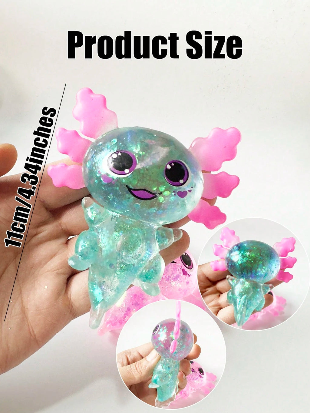 Glitter Crystal Axolotl & Salamander Squishy Toy – Slow Rebound Stress Relief Fidget