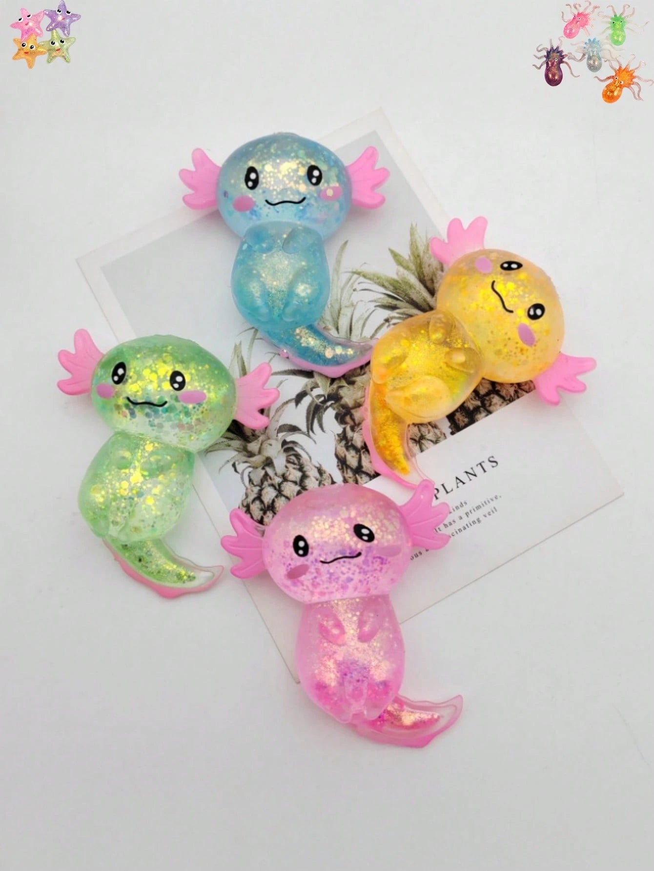 Glitter Crystal Axolotl & Salamander Squishy Toy – Slow Rebound Stress Relief Fidget
