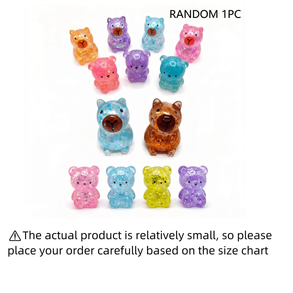 1pc Glowing Bear Slow Rebound Stress Toy – Cute Transparent Glitter Squishy Bear, Soft Sensory Anxiety Relief Fidget Toy for Kids & Adults