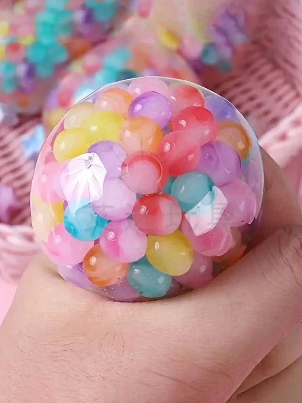 1PC Colorful Beaded Grape Stress Relief Ball – TPR Squeeze Sensory Toy for Kids & Adults