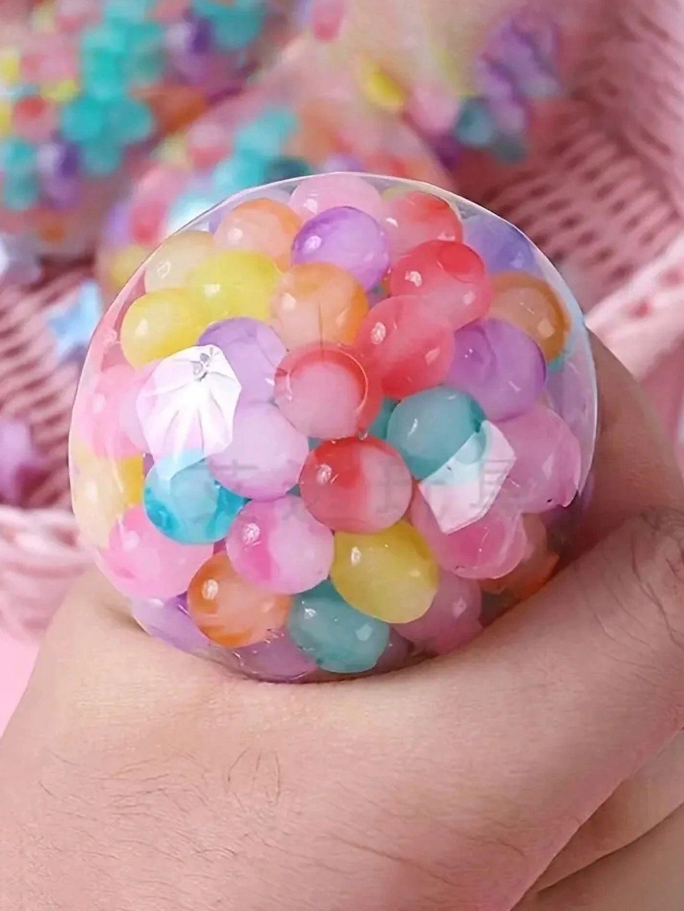 1PC Colorful Beaded Grape Stress Relief Ball – TPR Squeeze Sensory Toy for Kids & Adults