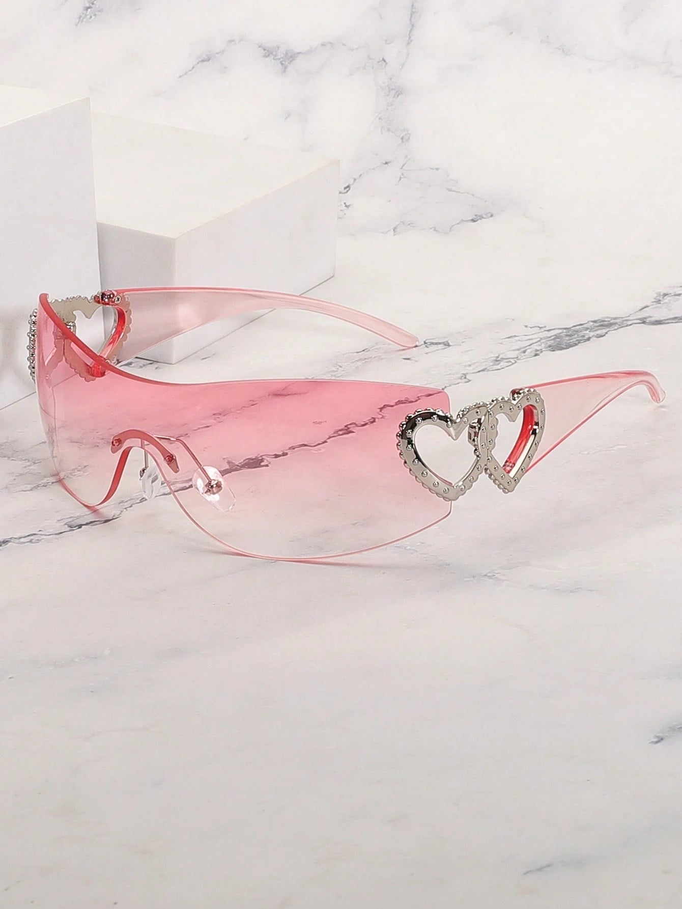 1PC Frameless Heart Decor Y2K Fashion Glasses – Metal Rimless Eyewear for Beach, Parties, Holidays & Gifts