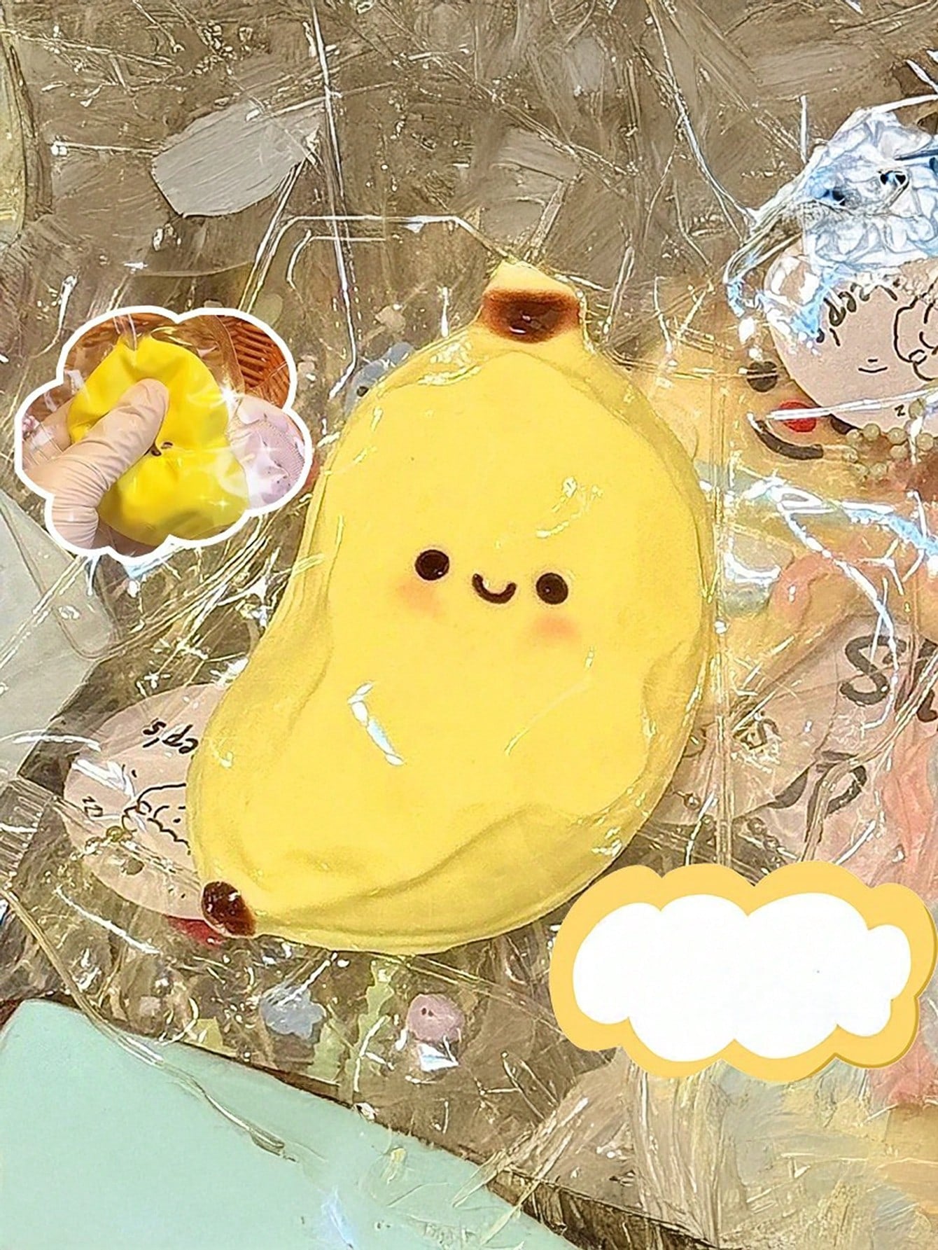 Smile Banana Squishy Toy – Kawaii Slow Rising Stress Relief Fidget Toy