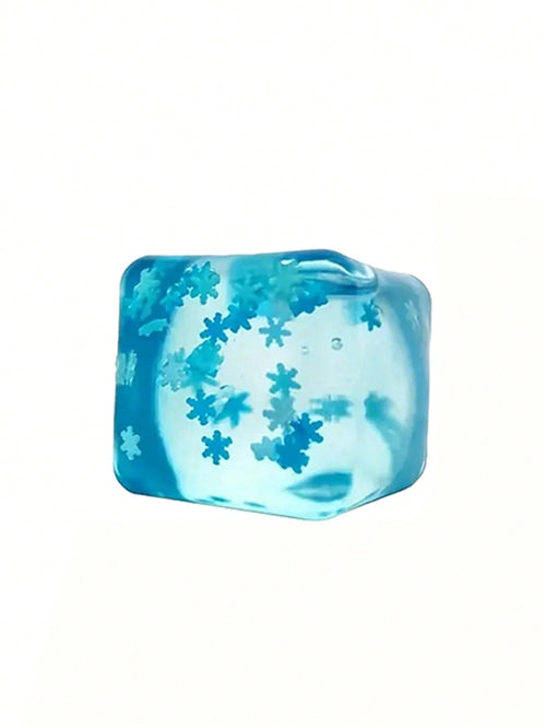 1PC Ice Cube Stress Relief Ball with Snowflakes – Silent Slow Rise Sensory Squishy Fidget Toy for Kids & Adults