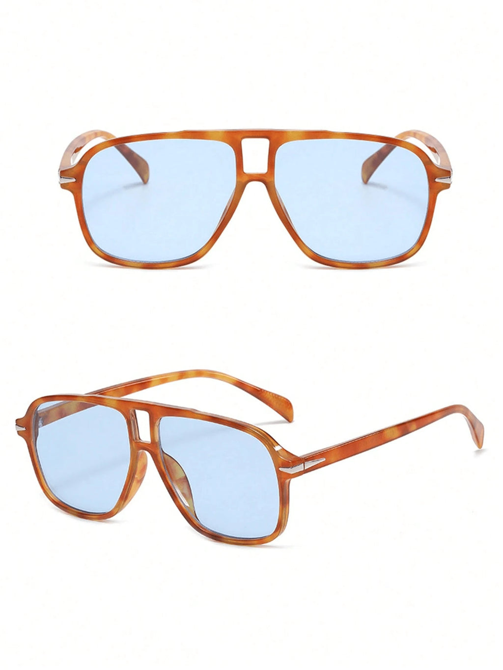Retro Aviator Leopard Print Fashion Glasses – Oversized Double Bridge Chic Eyewear for Women