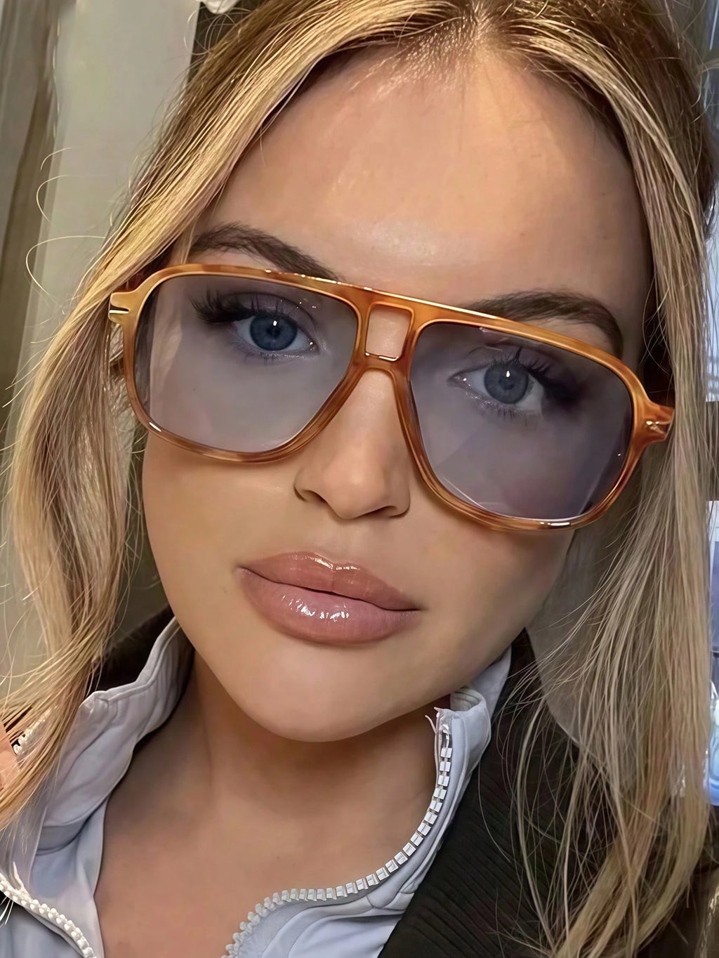 Retro Aviator Leopard Print Fashion Glasses – Oversized Double Bridge Chic Eyewear for Women