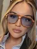 Retro Aviator Leopard Print Fashion Glasses – Oversized Double Bridge Chic Eyewear for Women