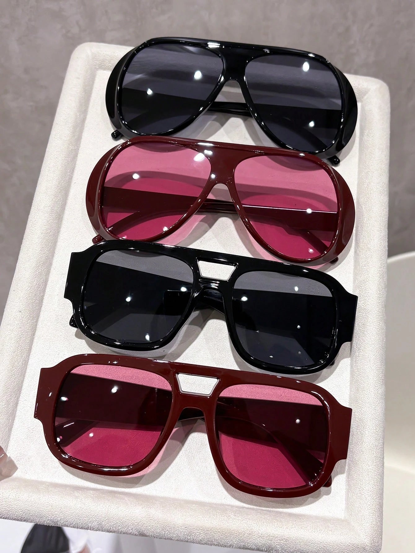 4PCS Oversized Aviator Fashion Glasses Set for Women – Trendy Street Style Eyewear for Travel, Parties & Everyday Outfits