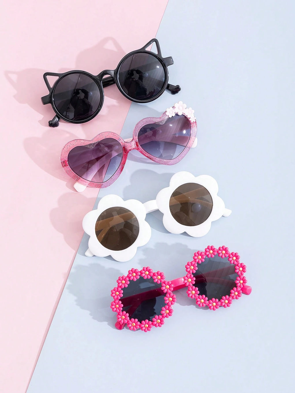 Kids Little Bear & Flower Shape Fashion Glasses – 1PC/8PCS Cute Summer Eyewear Set for Daily Wear & Outdoor Activities