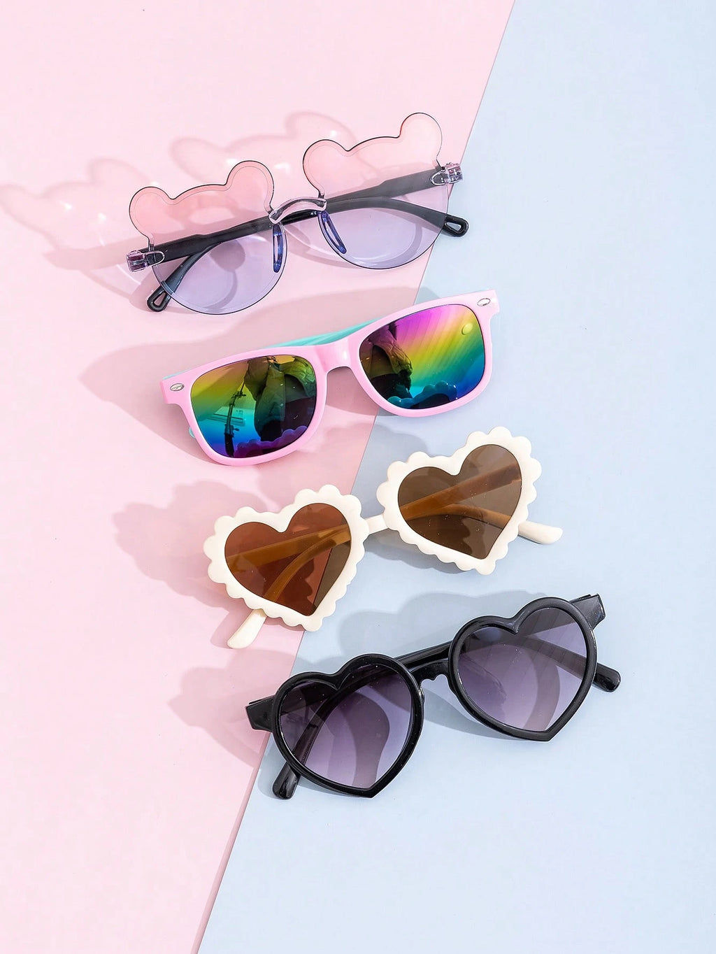 Kids Little Bear & Flower Shape Fashion Glasses – 1PC/8PCS Cute Summer Eyewear Set for Daily Wear & Outdoor Activities