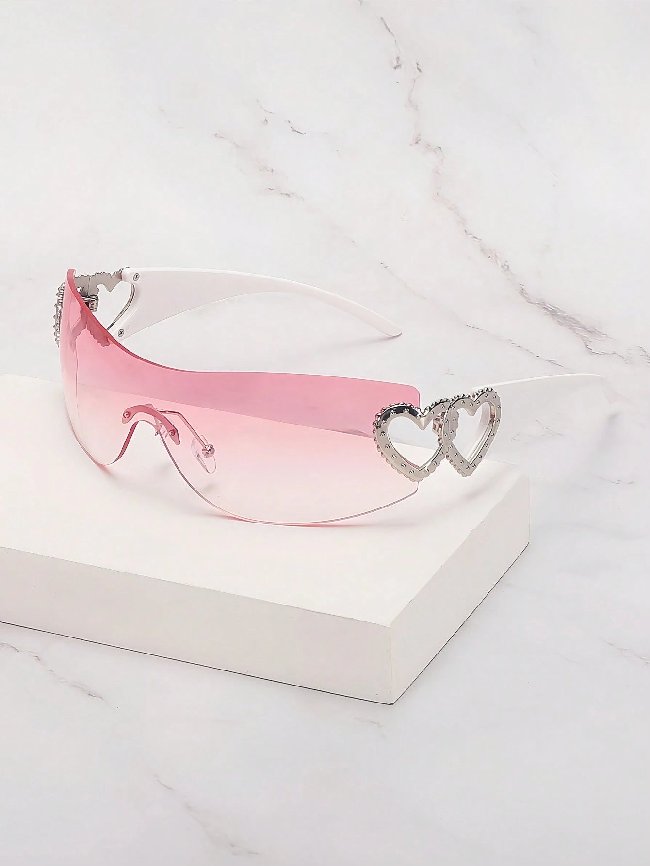 1PC Frameless Heart Decor Y2K Fashion Glasses – Metal Rimless Eyewear for Beach, Parties, Holidays & Gifts