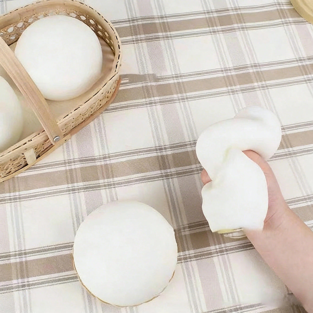 Japanese Style Steamed Bun Stress Ball – Soft Slow Rebound Moldable Bread Squeeze Toy, Cute TPR Sensory Fidget Toy for Adults & Teens