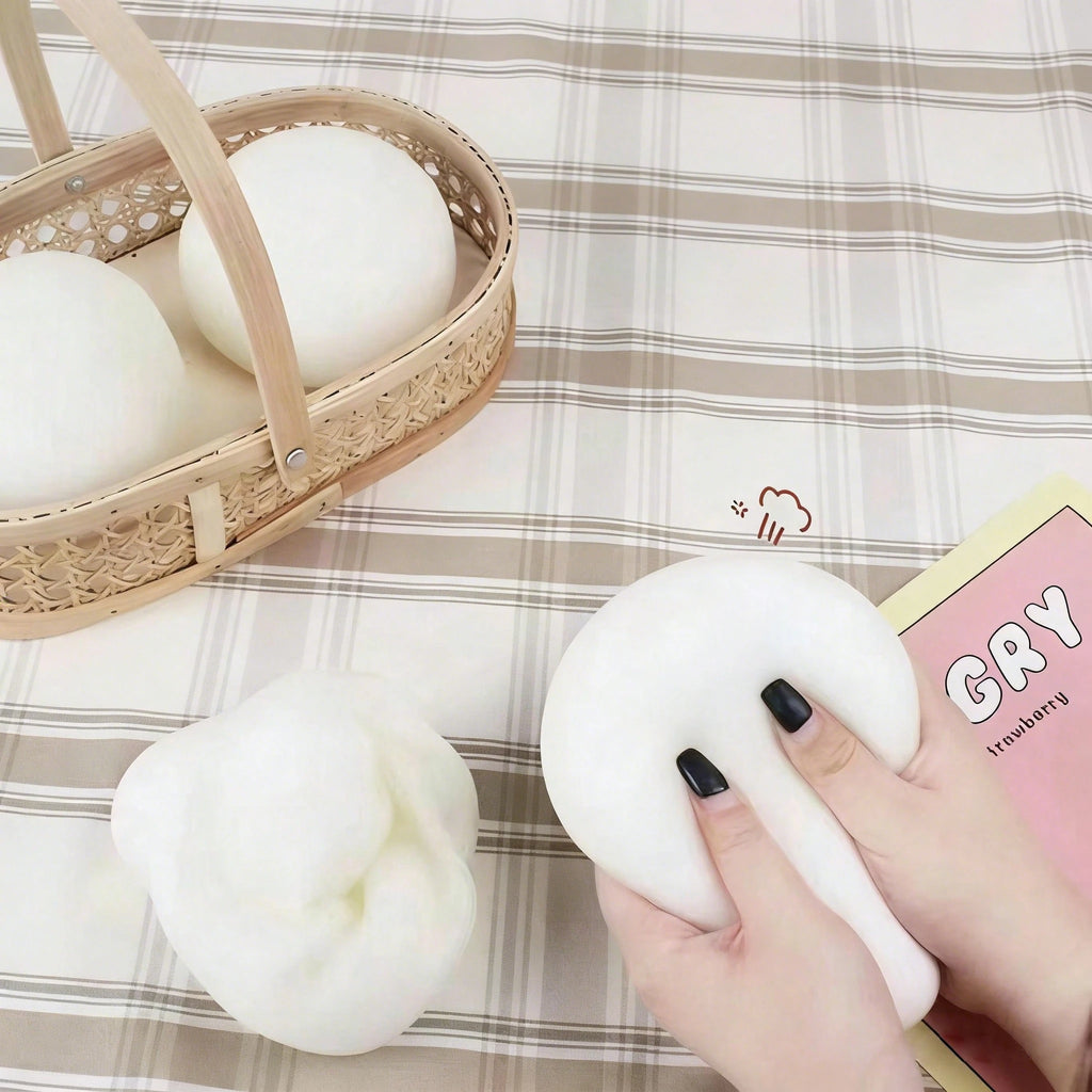 Japanese Style Steamed Bun Stress Ball – Soft Slow Rebound Moldable Bread Squeeze Toy, Cute TPR Sensory Fidget Toy for Adults & Teens