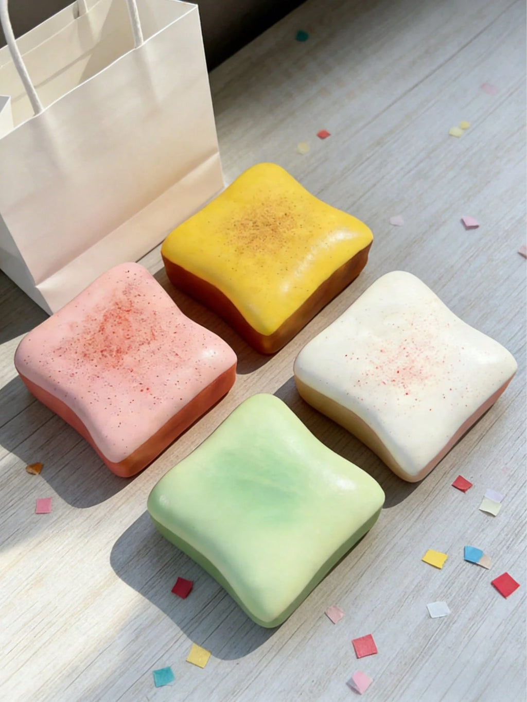 POKOJA LAND Toast Bread Pinch Toy – Super Soft Butter Toast Stress Relief Squeeze Toy, Cute Sensory Decompression Fidget Toy for Kids & Adults