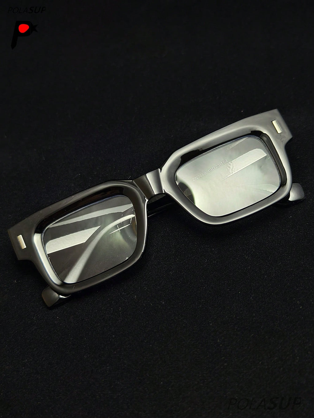 POLASUP Crystal Cross & Heart Square Blue Light Glasses – Retro Korean Style Metal Frame Computer & Gaming Eyewear with Strap
