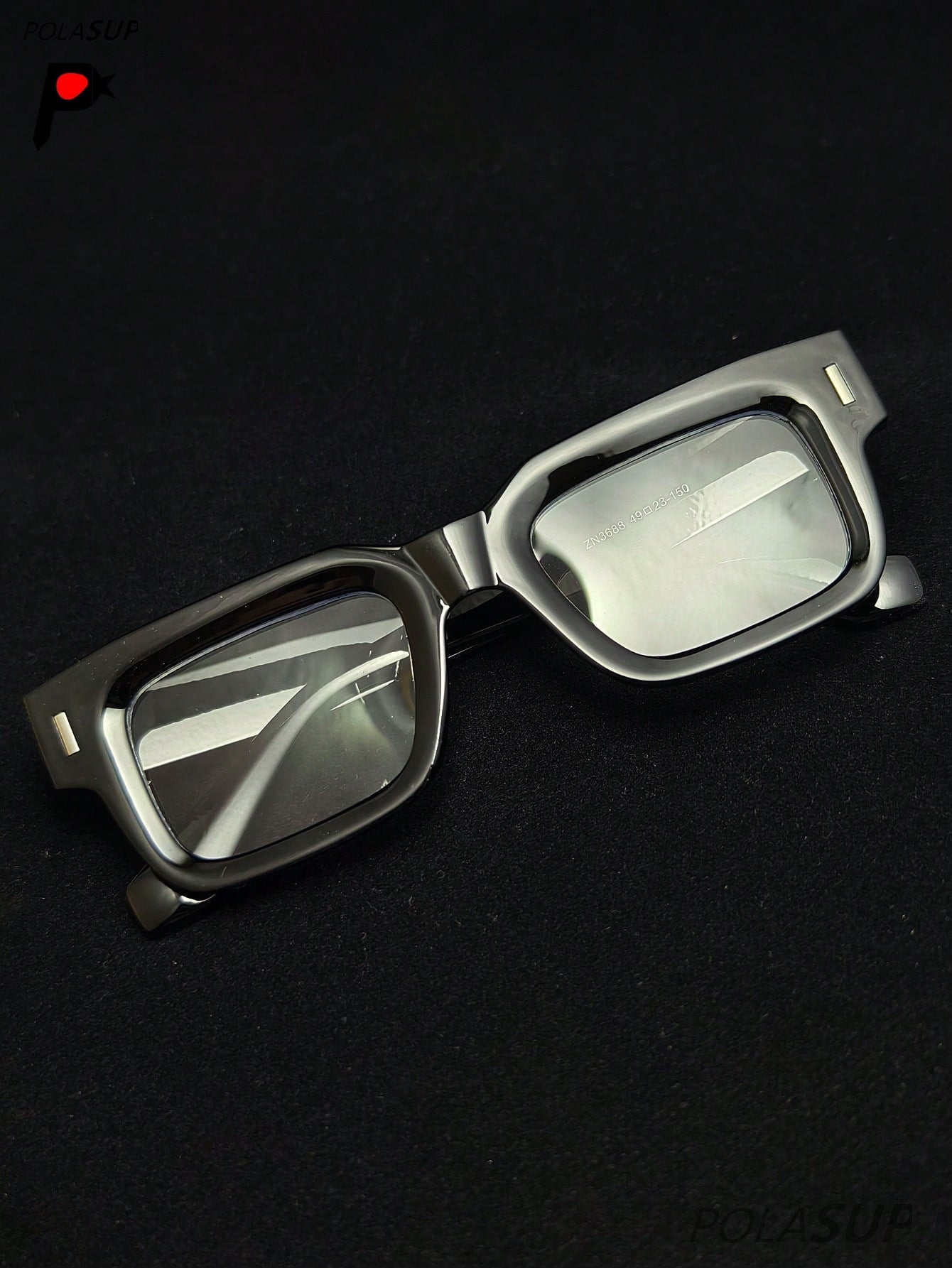 POLASUP Crystal Cross & Heart Square Blue Light Glasses – Retro Korean Style Metal Frame Computer & Gaming Eyewear with Strap